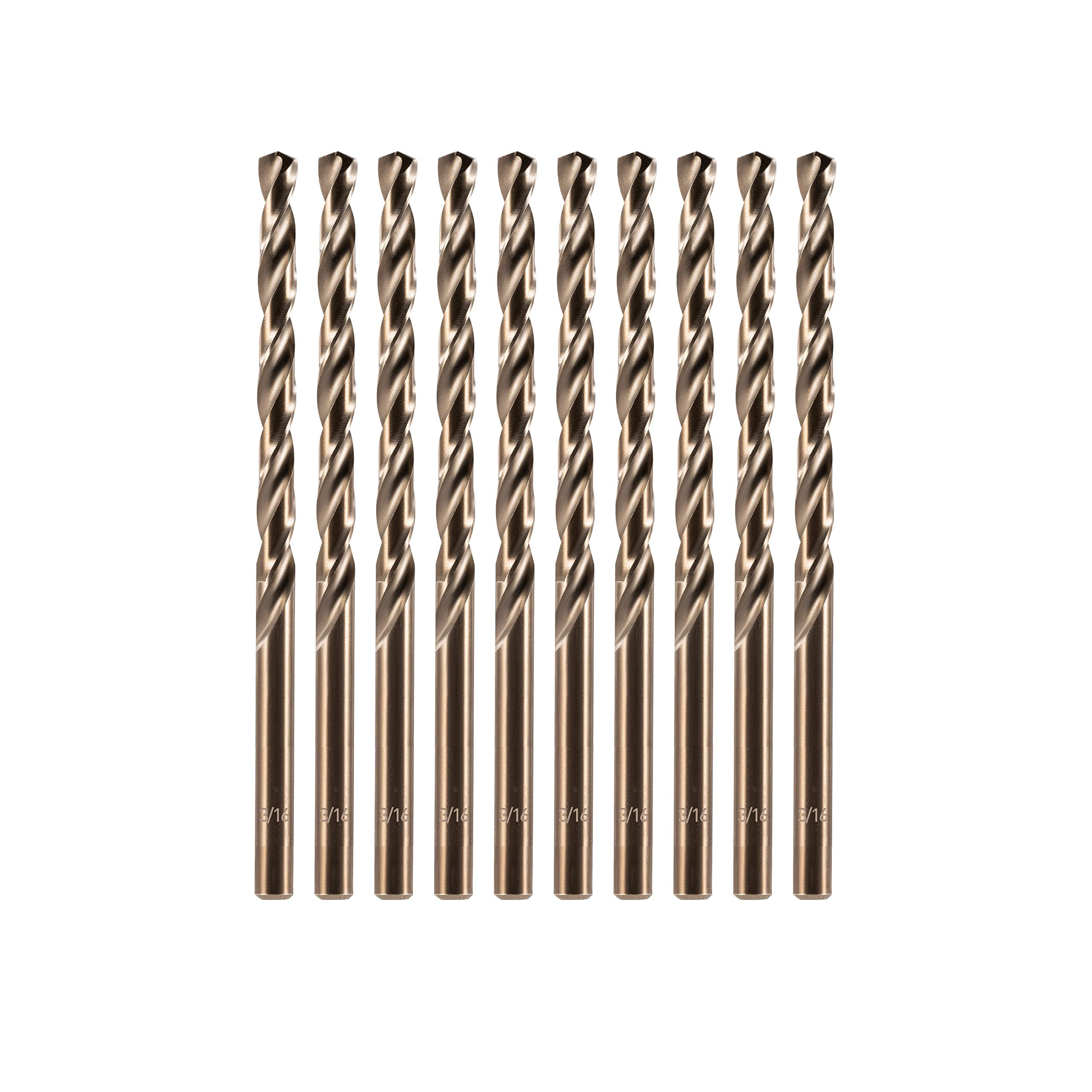 amoolo 3/16" Cobalt Drill Bit(10 Pcs), M35 HSS Metal Drill Bit Set for Hard Metal, Stainless Steel, Cast Iron