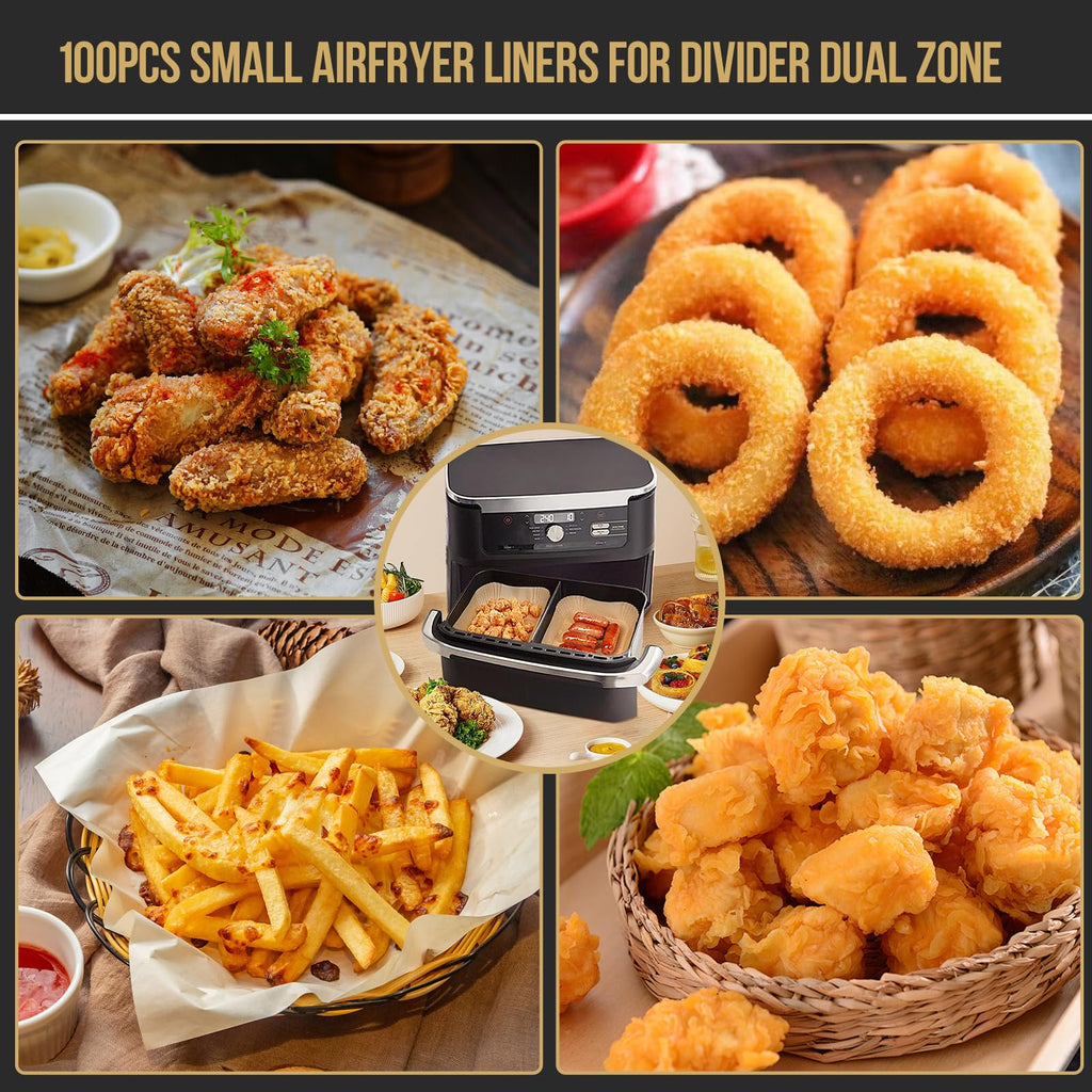 MMH 150PCs Air Fryer Liners for Ninja DZ071/DZ071C 7QT/Instant VersaZone 9QT,100PCs Small Liners for Divider Basket & 50PCs Large Disposable Paper Liners for 7QT MegaZone/Topzee 11QT