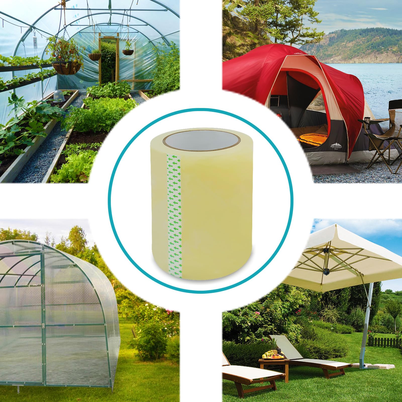 Greenhouse Repair Tape, 6in x 82ft Clear Waterproof Tape Outdoor Polyethylene Greenhouse Plastic Film Tape for Greenhouse Sheeting Coverings Sealing Tape