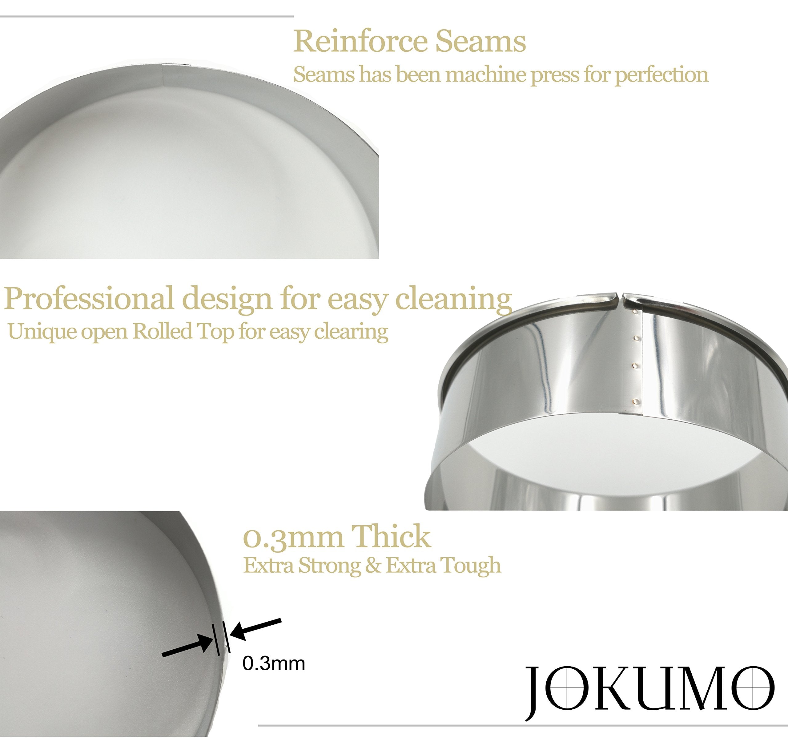 JOKUMO 12 Piece Plain Round Pastry/Cookie Cutter Set Heavy Duty Commercial Grade 18/8 304 Stainless Steel - Metal Marked Size - Perfect for Cooking Enthusiast (12 Pcs Commercial Grade Round)