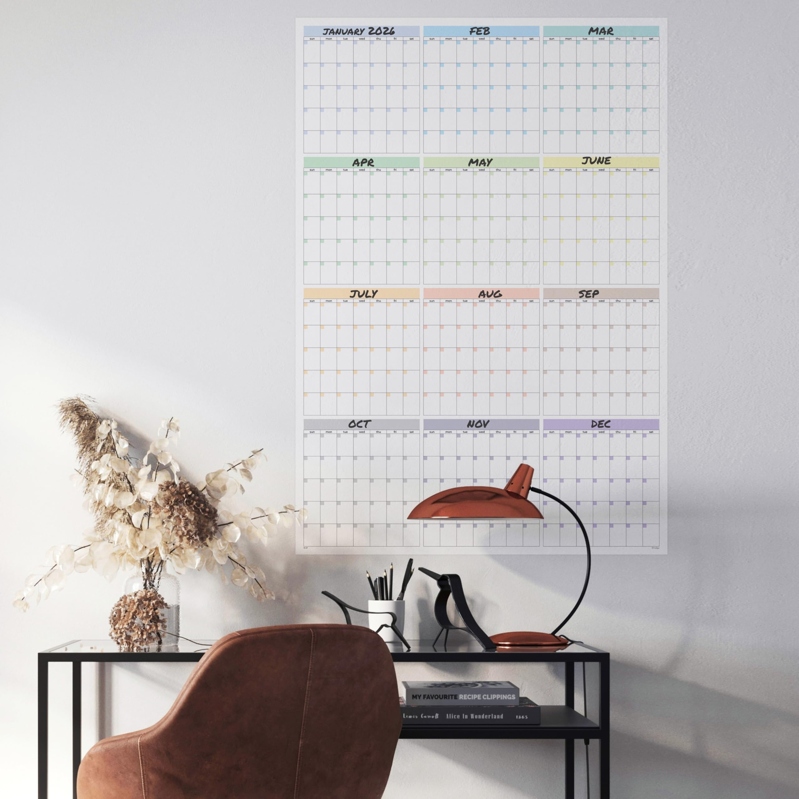 Undated Large Wall Calendar (39 x 27 inches) – Double-Sided Dry Erase Yearly & Monthly Wall Calendar, Big Erasable Planner for Home, Office, or Classroom, Thick Paper with Gloss Lamination