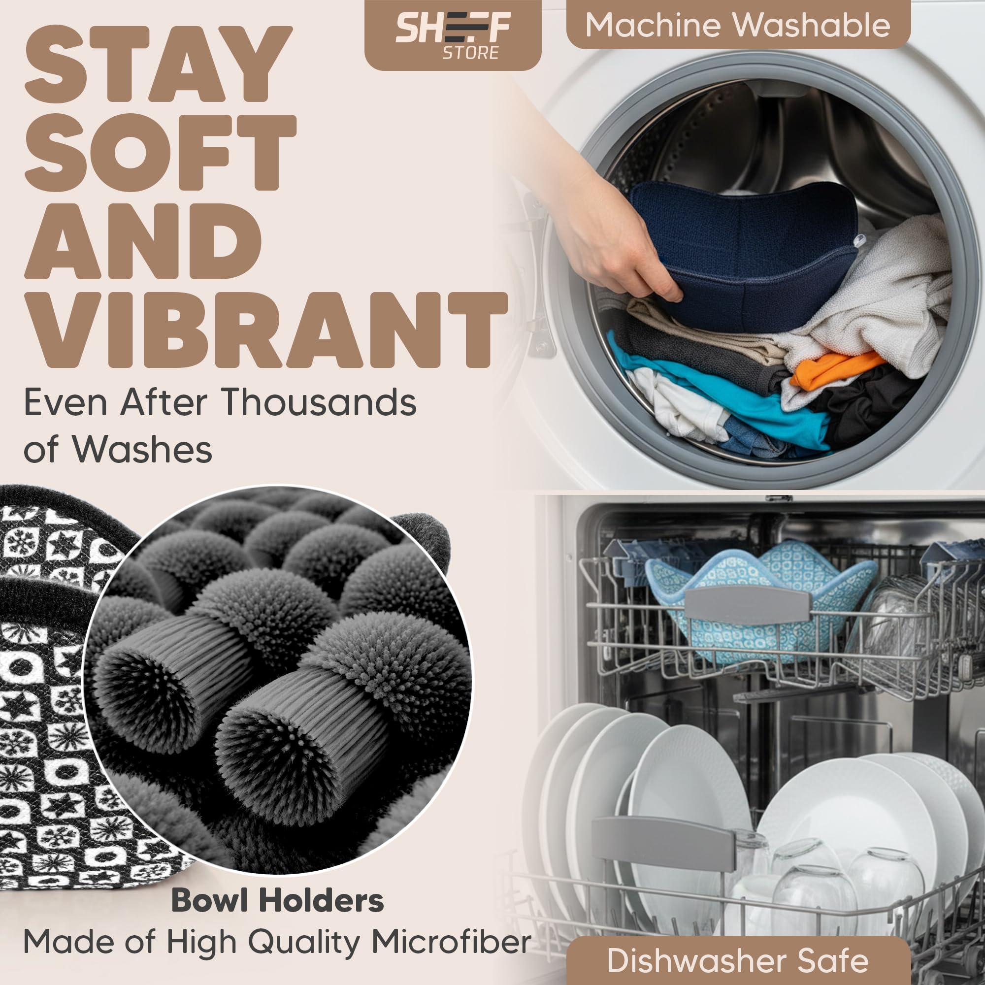 Microwave Bowl Cozy Huggers Set of 4 – Durable and Reliable – for Hot and Cold Bowls, Plates and Dishes Bowl Holder for Microwave – Bowl Cozies Ideal Household Gift by Sheff Store