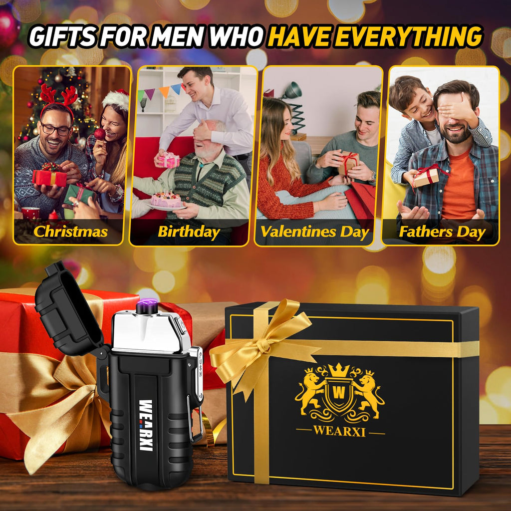 WEARXI Gifts for Men Electric Lighter, Easter Gifts for Adults, Father s Day Gift from Daughter Son Wife, Birthday Gift for Dad/Men/Him, Father s Day Ideas, Cool Gadgets Camping Accessories