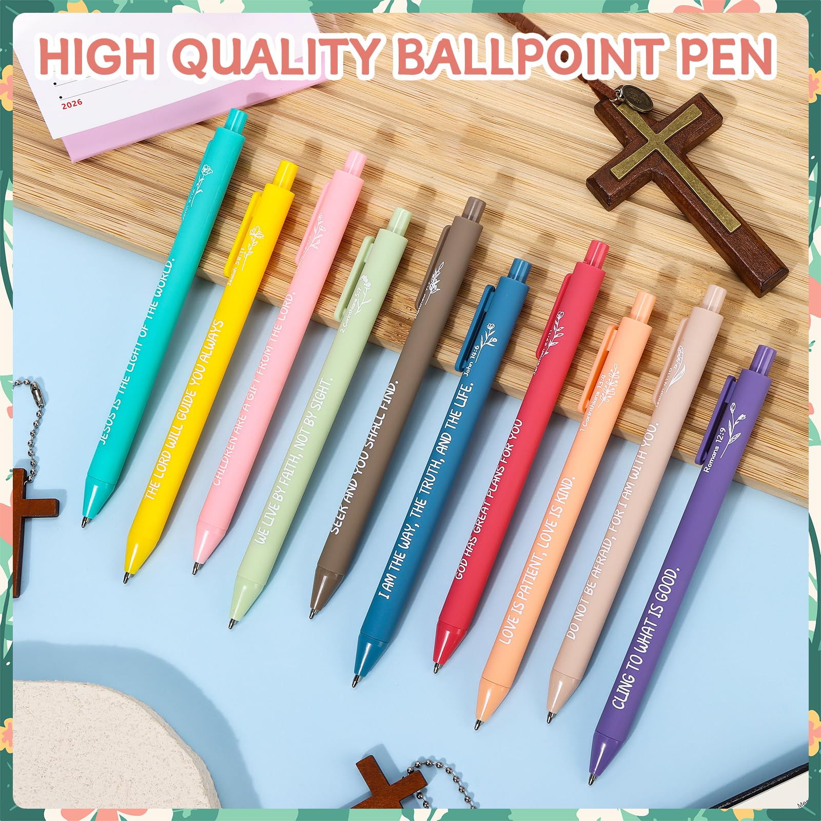 30 Pcs Christian Bible Verse Pens Gifts Bulk Religious Inspirational Scripture Ballpoint Pen for Women Men Office Sunday School Reward Supplies