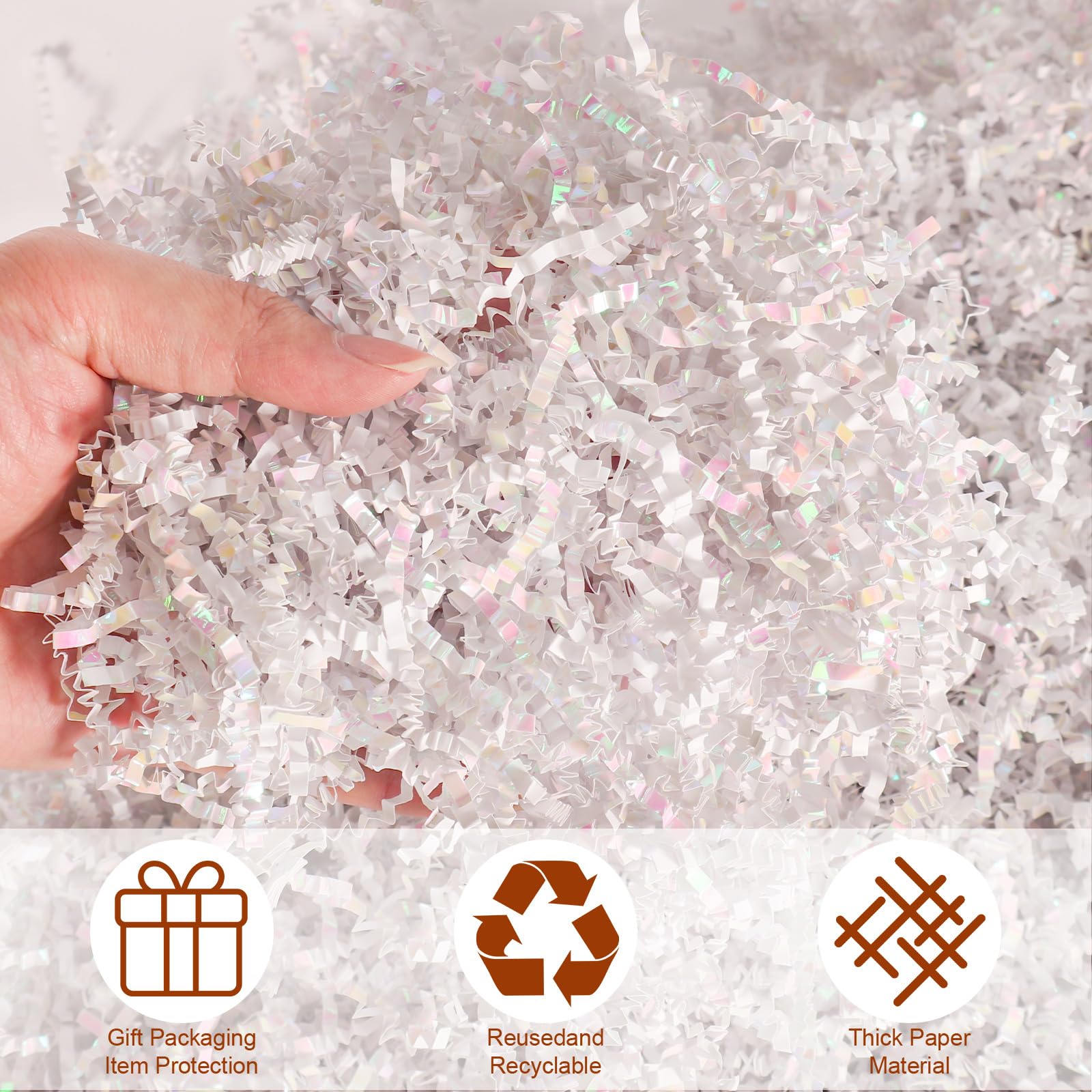 LDIWEE 2 LB White Crinkle Paper Filler Crinkle Cut Paper Shred for Gift Baskets, Gift Wrapping Box Stuffing Filling Holiday Packaging Birthday Christmas(Diamond White)