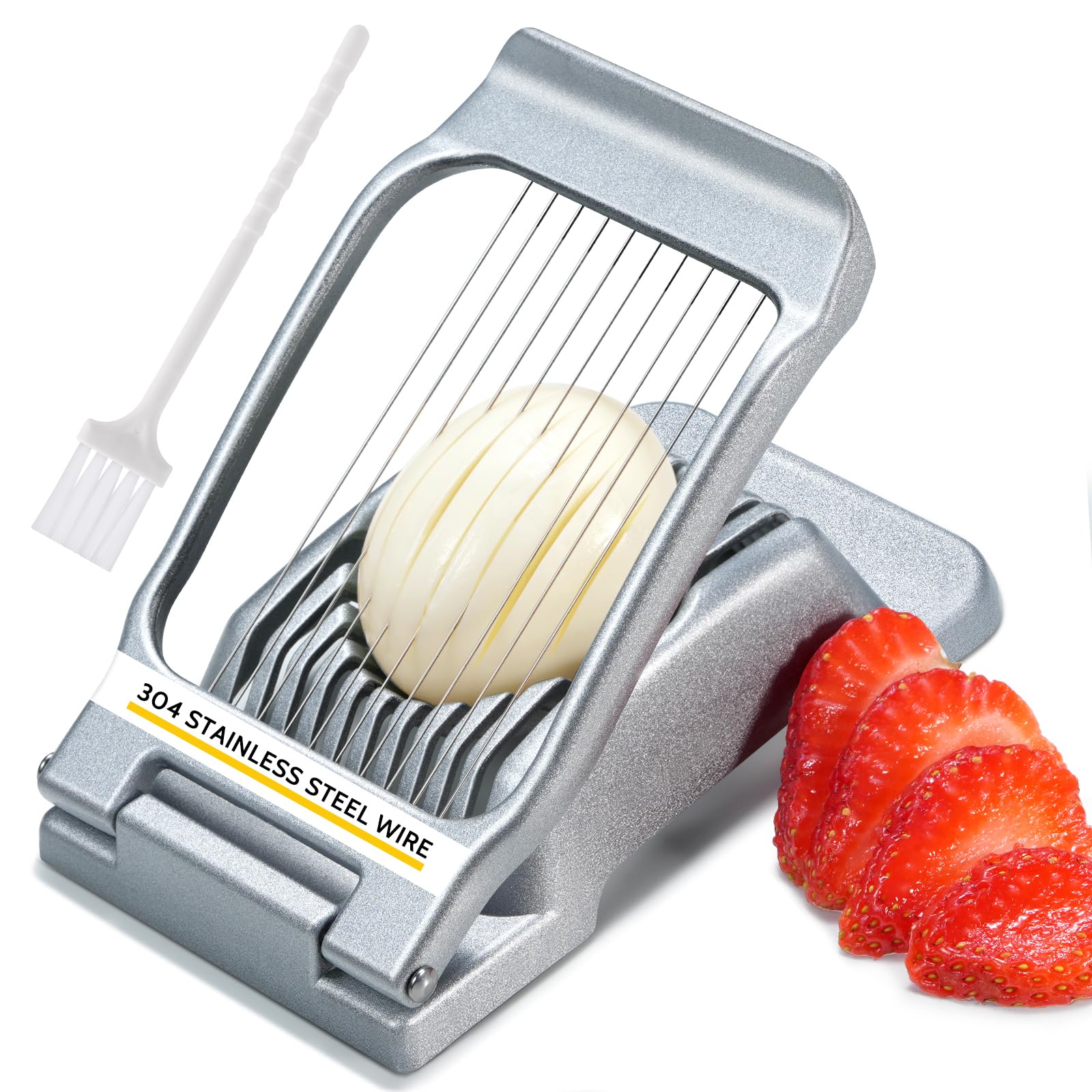 Heavy Duty Stainless Steel Wire Egg Slicer for Hard Boiled Eggs & Strawberry Other Soft Food