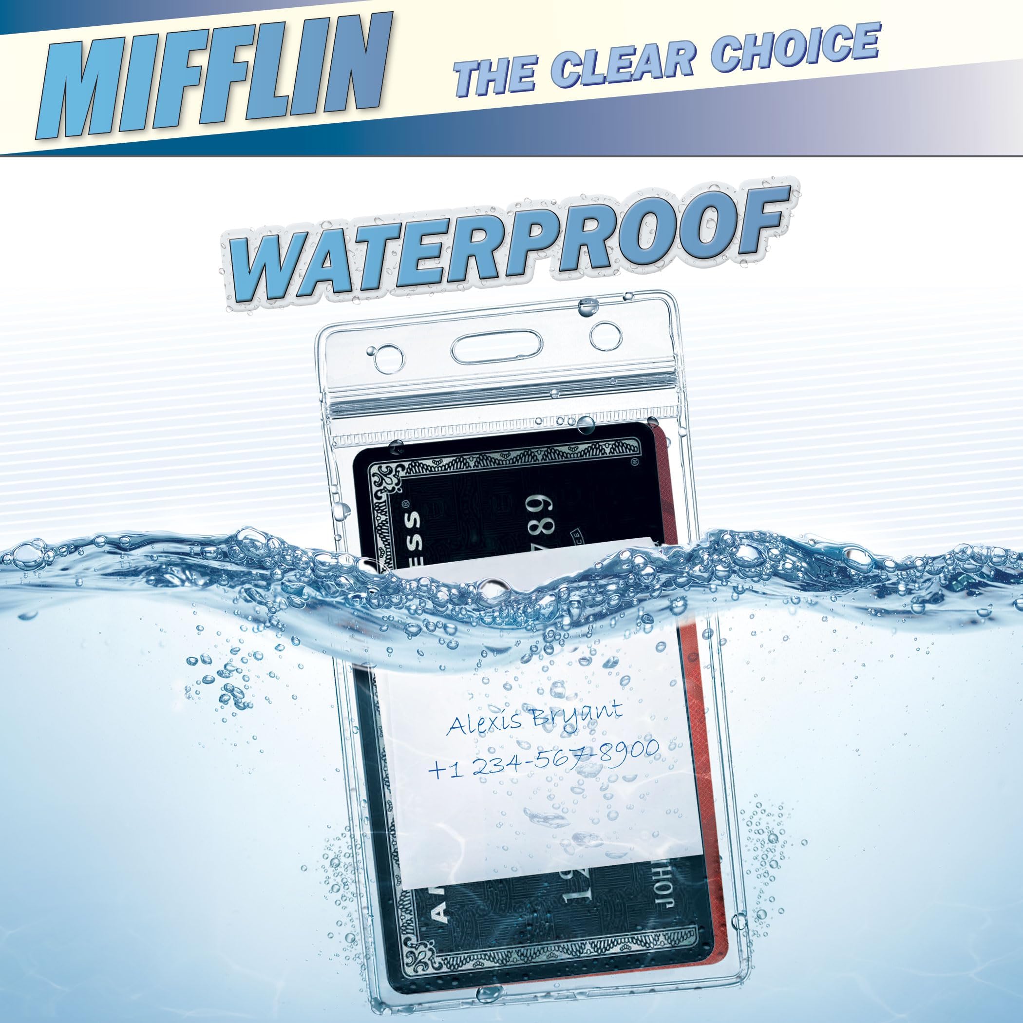 MIFFLIN Passport Holders (Clear, 108x152 mm, 50 Pack), Extra Large ID Name Badge Holder, Zipperless Vertical Plastic Card Holders