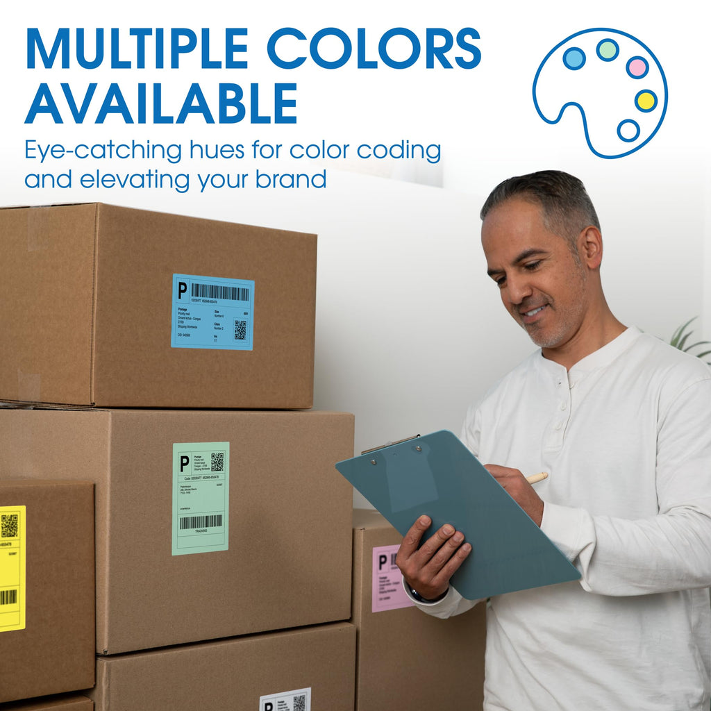 Spartan Industrial Direct Thermal 4" X 6" Fanfold Green Shipping Labels | (500 Total 4x6 Fan-fold Labels) | Compatible with Rollo, Munbyn, Zebra Thermal Printers | Commercial Grade and Professional