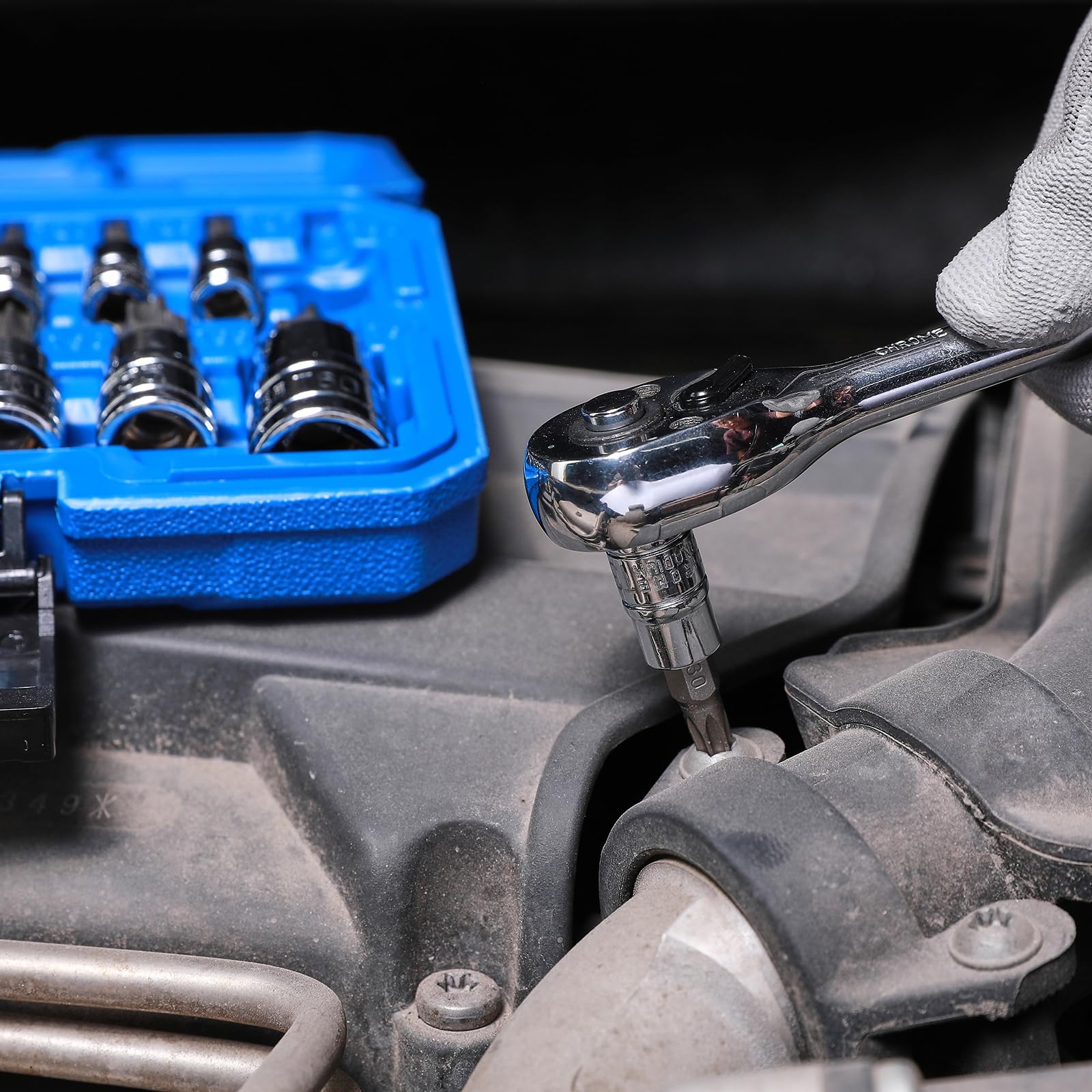 Mayouko 14PCS Torx Bit Socket Set, T6-T60, 1/4-Inch, 3/8-Inch and 1/2-Inch Drive, S2 and Cr-V Steel, Star Bits Socket Set