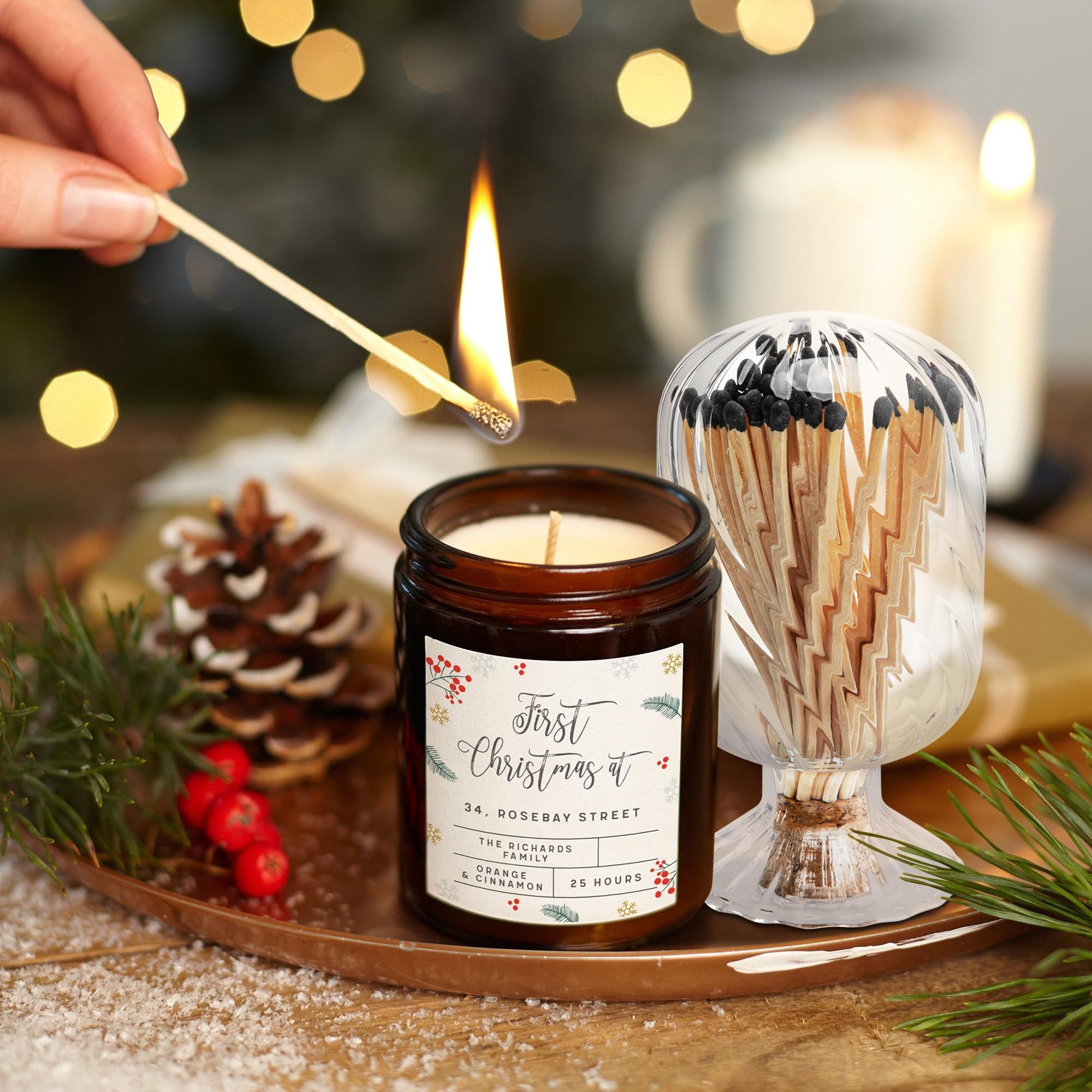 moonoom 2 Set Helix Shaped Match Holder, Glass Matches Cloche for 3.5 Inch, Upside Down Match Holder Jar for Scented Candle on Dining Table Fireplace Bathroom Decoration, Not Include Matches