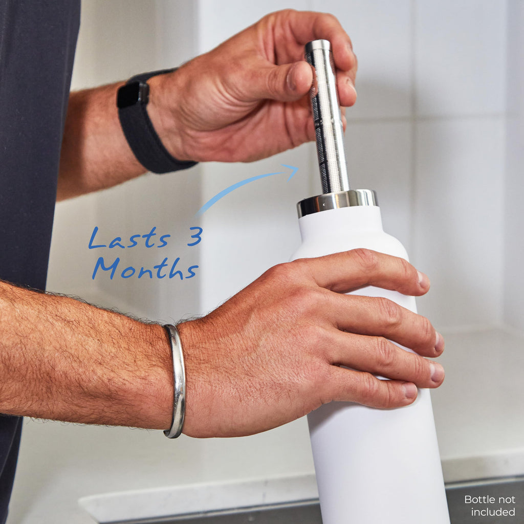 Santevia Water Bottle Filter | On-the-go Stainless Steel Alkaline & Chlorine Filter | Made in North America