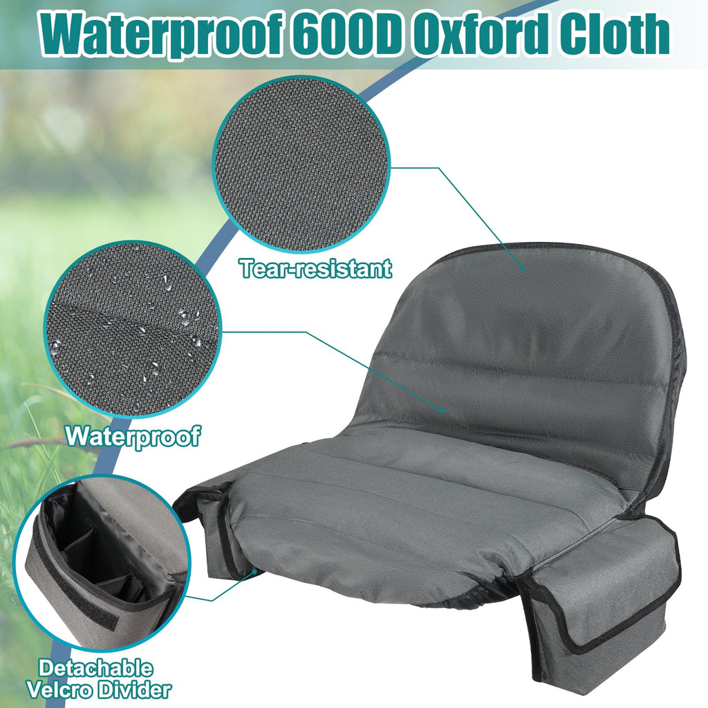 Lawn Tractor Seat Cover with Two Side Pockets, Waterproof 600D Oxford Riding Mower Seat Covers, Fits for 12.2-14.2inches Back High Seat
