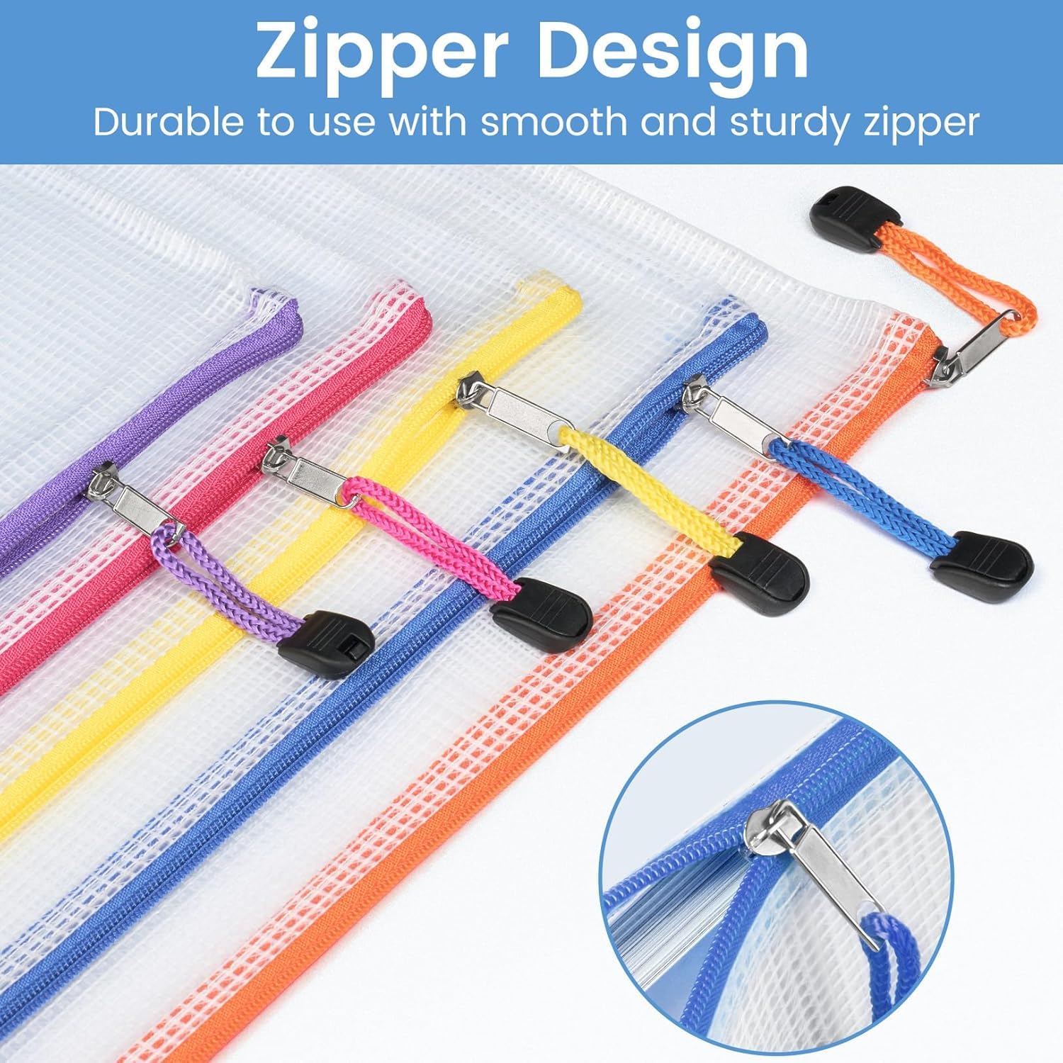 30Pcs 10 Colors Small Zipper Mesh Pouch, A6 Size 7x4.8 in Waterproof Zip Mesh Bag, Plastic Document Pouches, Wallet File Bags for Puzzle Folders Office Supplies, Organizing Storage, Cosmetics Travel