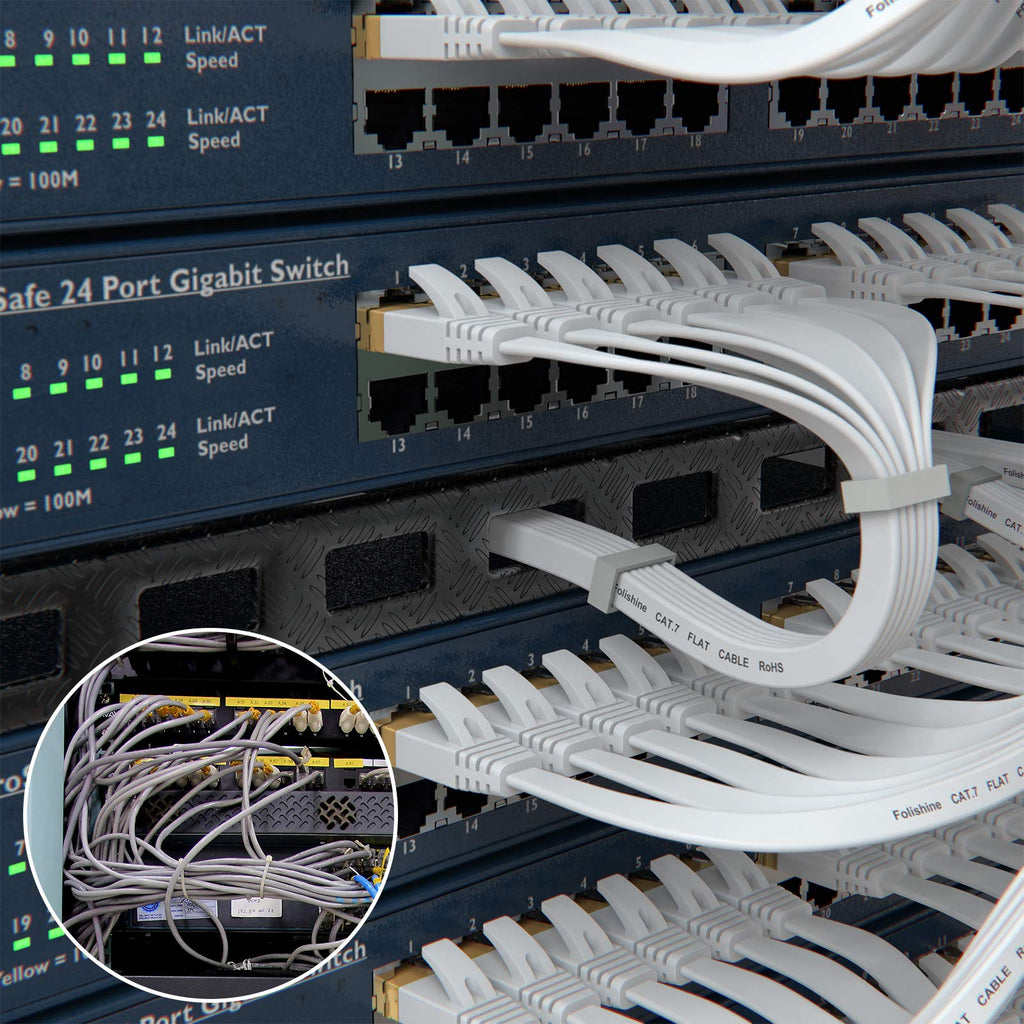 Ethernet Cable 100 ft, High Speed Cat6e/Cat6 Long Ethernet Cable with Snagless Rj45 Connector, High Speed Patch Cord Than Cat5e/Cat5, Flat White Shielded LAN Cable for Modem