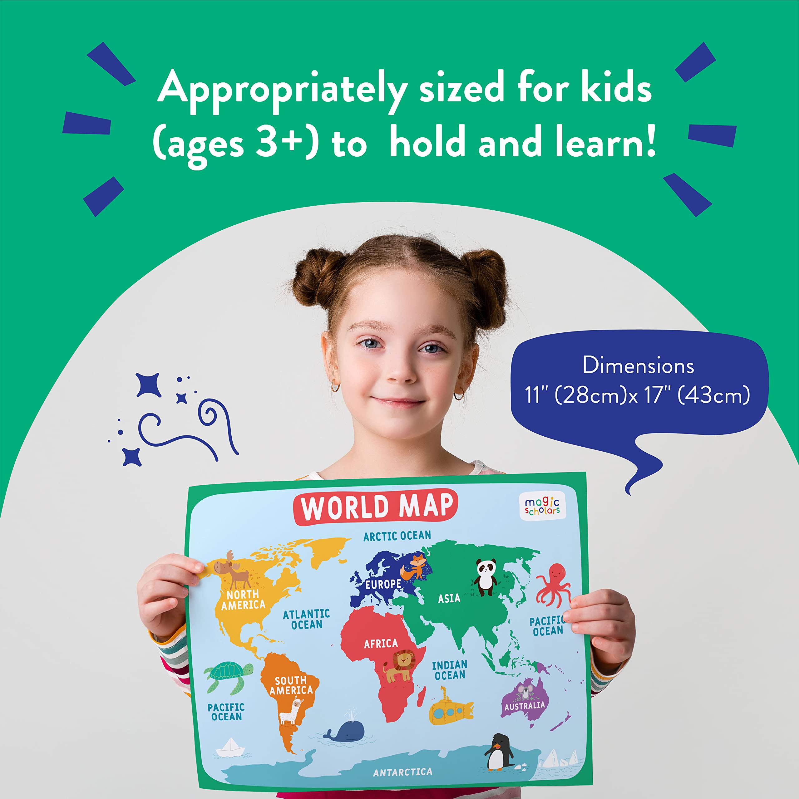 Magic Scholars Educational Posters, 18 Bundle Pack, Classroom Decor for Kids, abc Learning for Toddlers, Kindergarten, Pre School, Homeschool Supplies, Alphabet Chart, Days of the Week