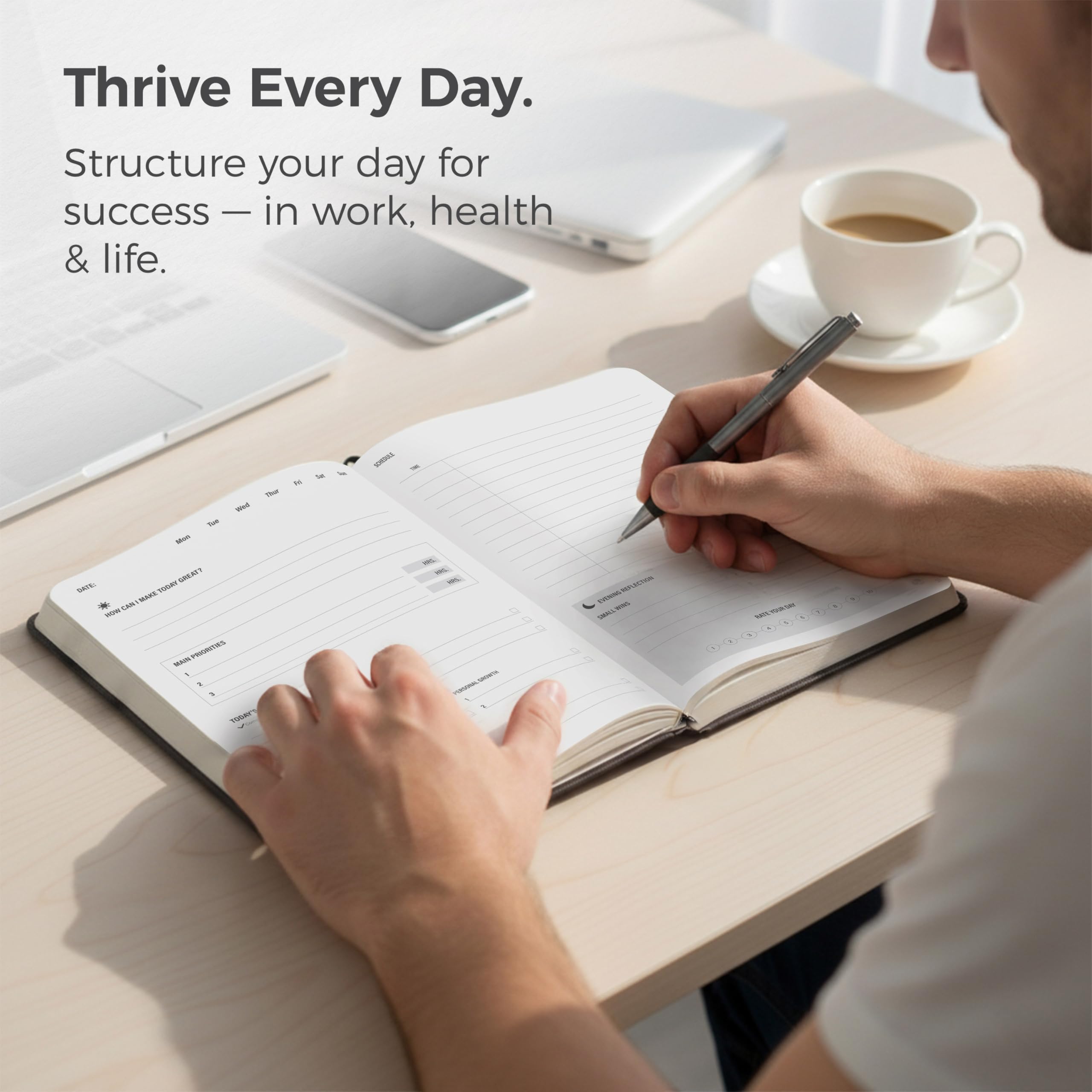 MindPanda | Thrive Productivity Planner for Daily, Weekly and Monthly Planning & Goal Setting - Premium Guided 90-Day System for Focus, Goal Setting, Gratitude & Happiness – ADHD-Friendly Design - A5