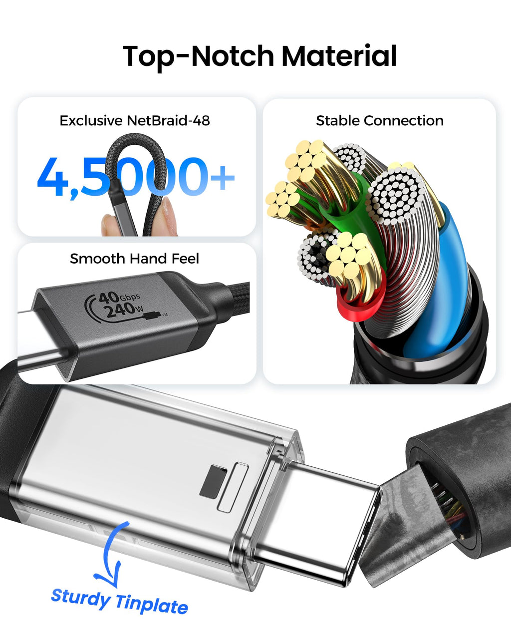 Silkland 240W USB C to USB C Cable[USB-IF Certified], 40Gbps USB4 GEN3 Type C Cable, 8K 60Hz USB C Video Cable Compatible for Thunderbolt 4 Cable, iPhone 17/16, MacBook, Monitors, Mac mini, iPad,3.3FT