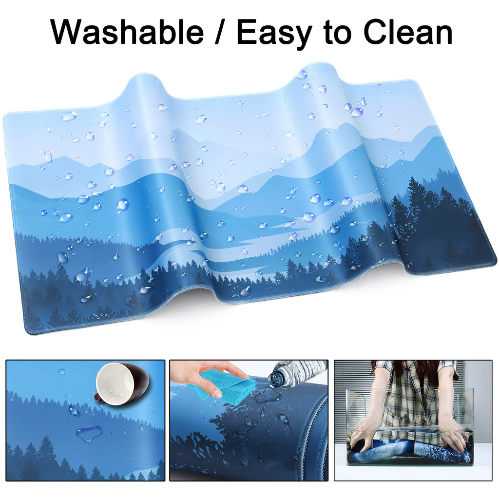 Desk Mat,Large Mouse Pad 35''×15.6'' XXL Extended Gaming Mouse Pad Mat with Non-Slip Base Stitched Eges Mousepad for Computer,Office,Keyboard and Laptop - Vector Mountain