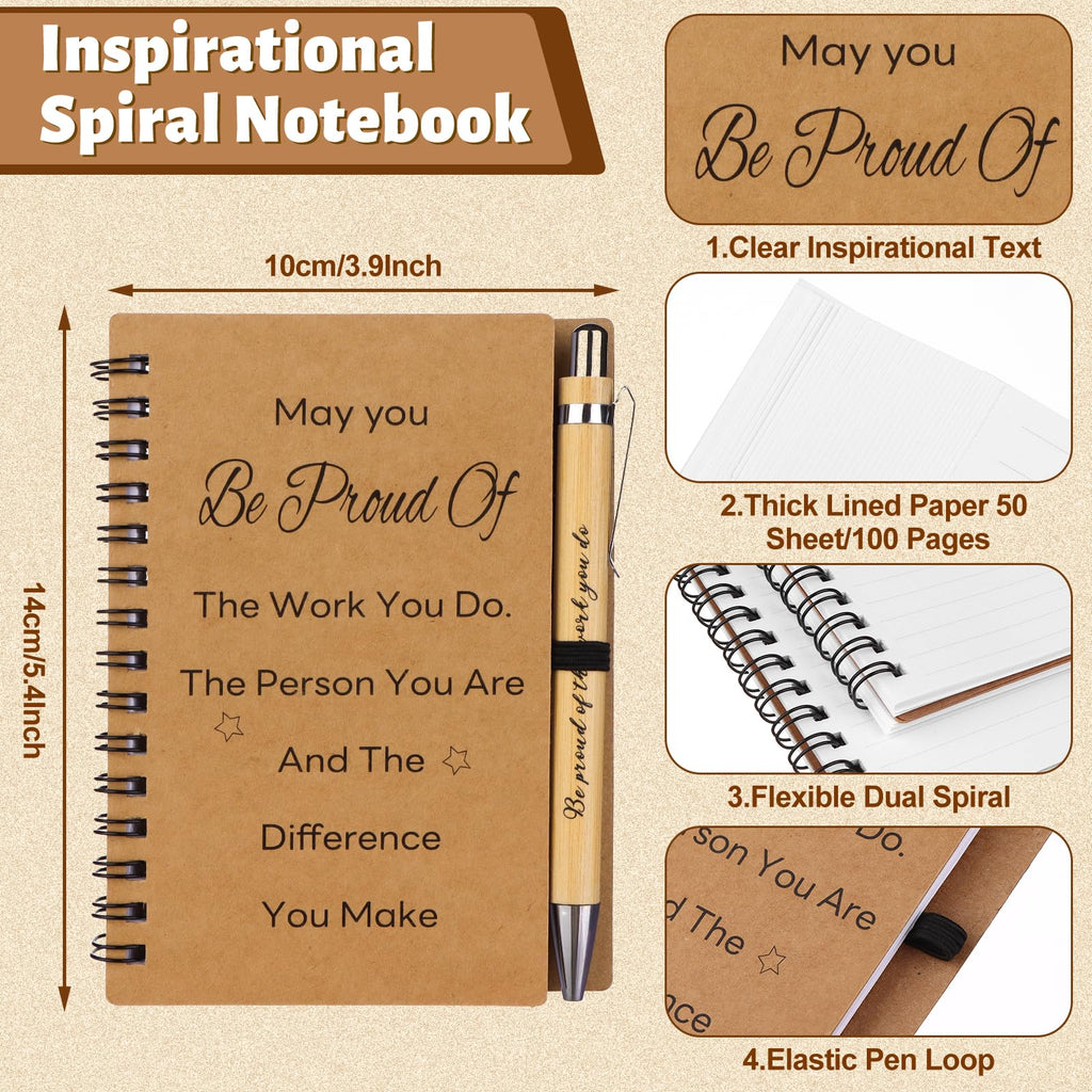 30 Pcs Inspirational Gifts Notebooks Motivational Ballpoint Pens with Keychains Set Thank You Pen Spiral Notepads Appreciation Gifts for Employee Coworkers Teacher Team Volunteer Student Staff Gift