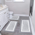 Pauwer Bathroom Rugs Sets 3 Piece Non Slip Bathroom Shower Rugs with U-Shaped Contour Toilet Mat Absorbent Microfiber Plush Bath Mats Machine Washable Shaggy Bath Rugs Christmas Floor Mats Carpet