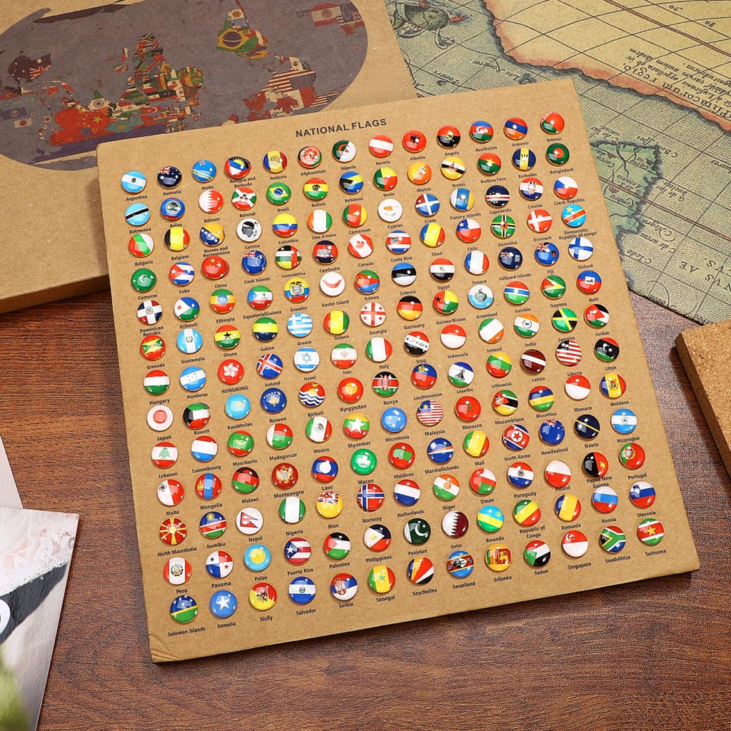 Veemoon 291 Piece Country Flag Pushpins Colorful National Flag Thumbtacks for Maps Bulletin Boards and Calendars Ideal for Home and Office Use