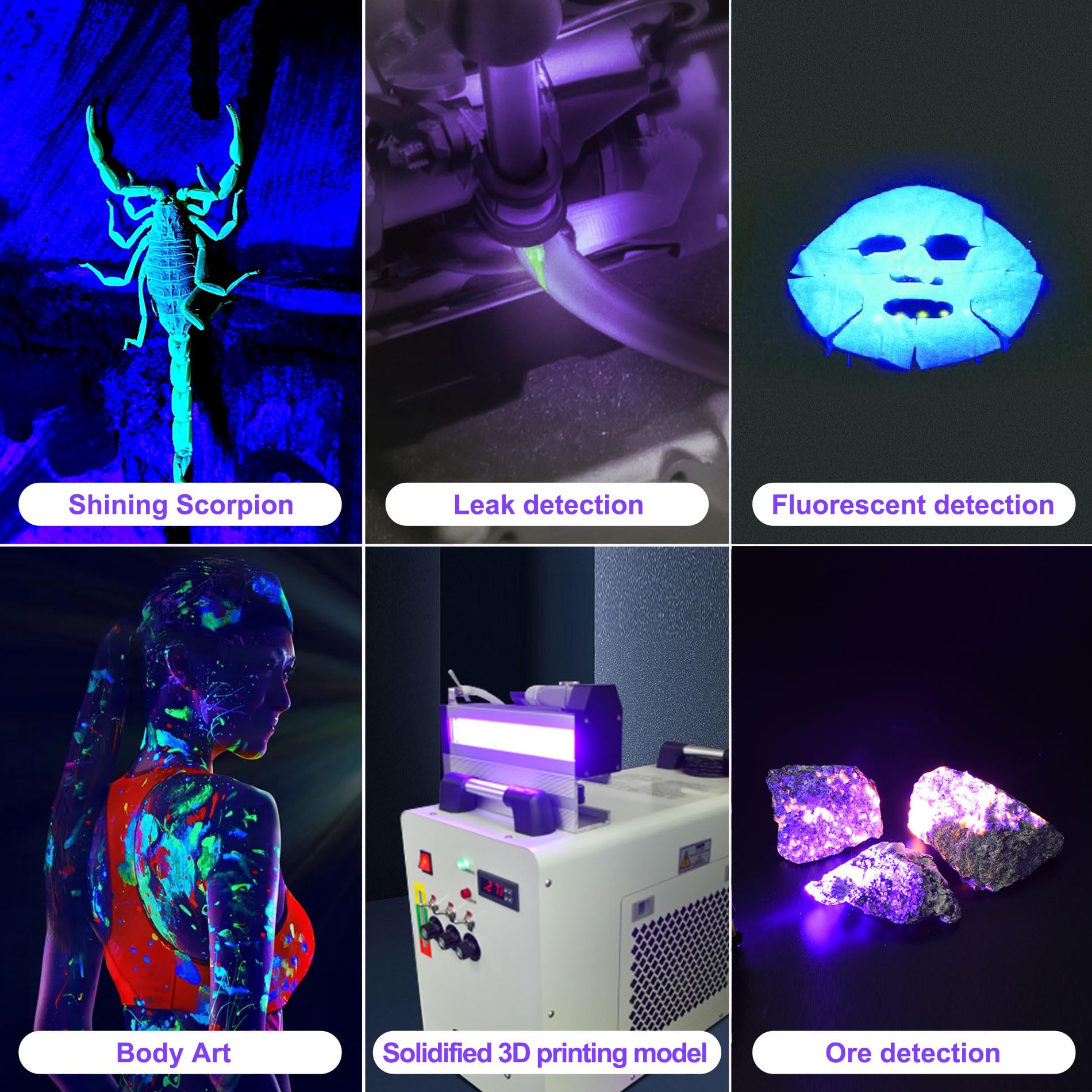 DARKBEAM 395NM UV LED Blacklight Lamp, Ultraviolet Lamps, Wood Lamp, Rechargeable USB-C Swivelling, Water Resistant for Detecting Scorpions and UV Resin Light