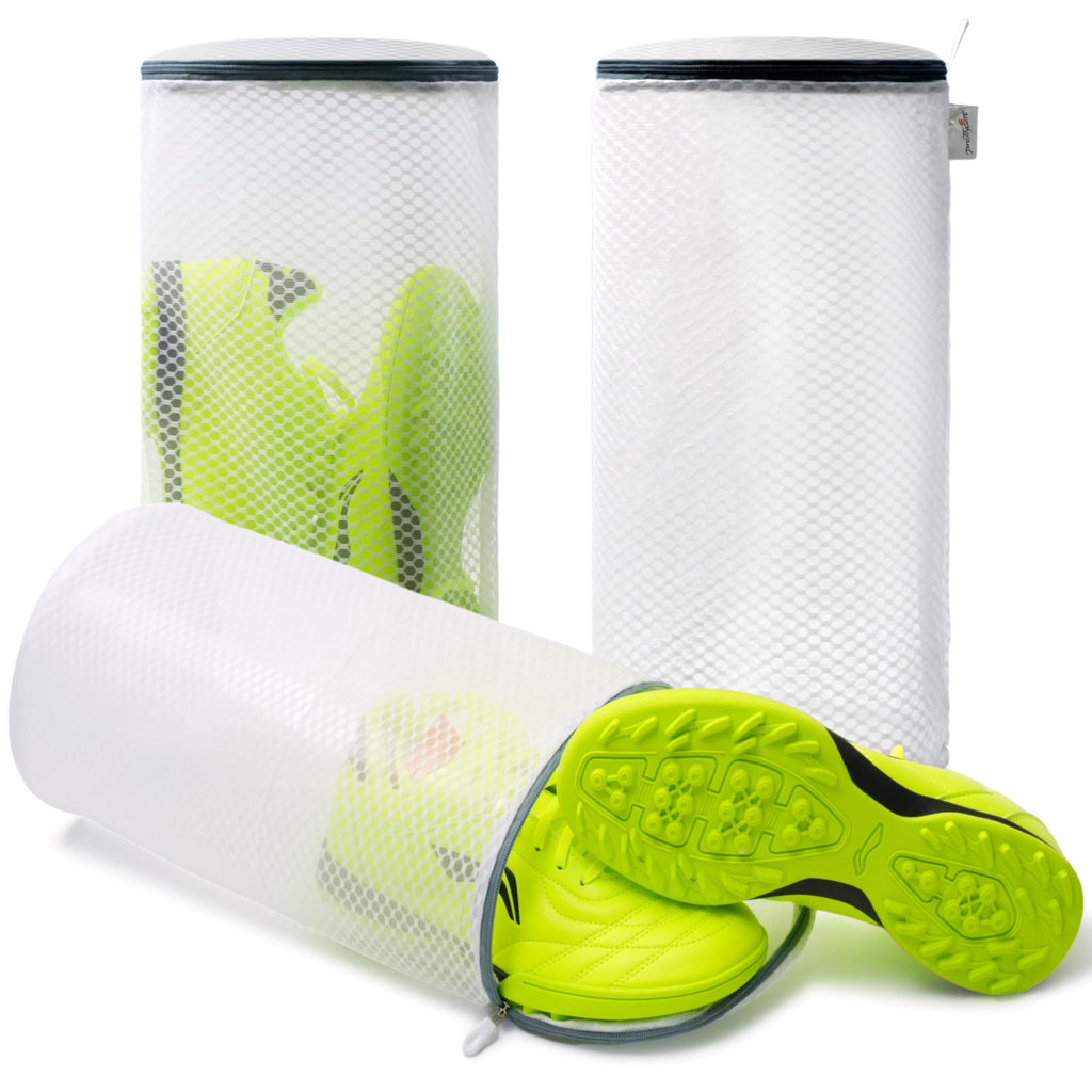 Shoe Washing Machine Bags, 3 Pack Large Mesh Laundry Bags for Sneakers, Gym Shoes, Trainers, with Hidden Zipper and 125 Honeycomb Fabric, 7 x 15 Inch, Washer & Dryer Safe