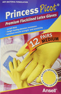 Princess Picot Rubber Gloves Medium (12 Pairs), 12 Count