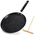 WRINGKIT 10 Inch Nonstick Crepe Pan with Spreader, Flat Skillet Tortilla Pan with Granite Coating, Round Griddle Pancake Pan with Stay-Cool Handle, Induction Compatible, PFOA Free