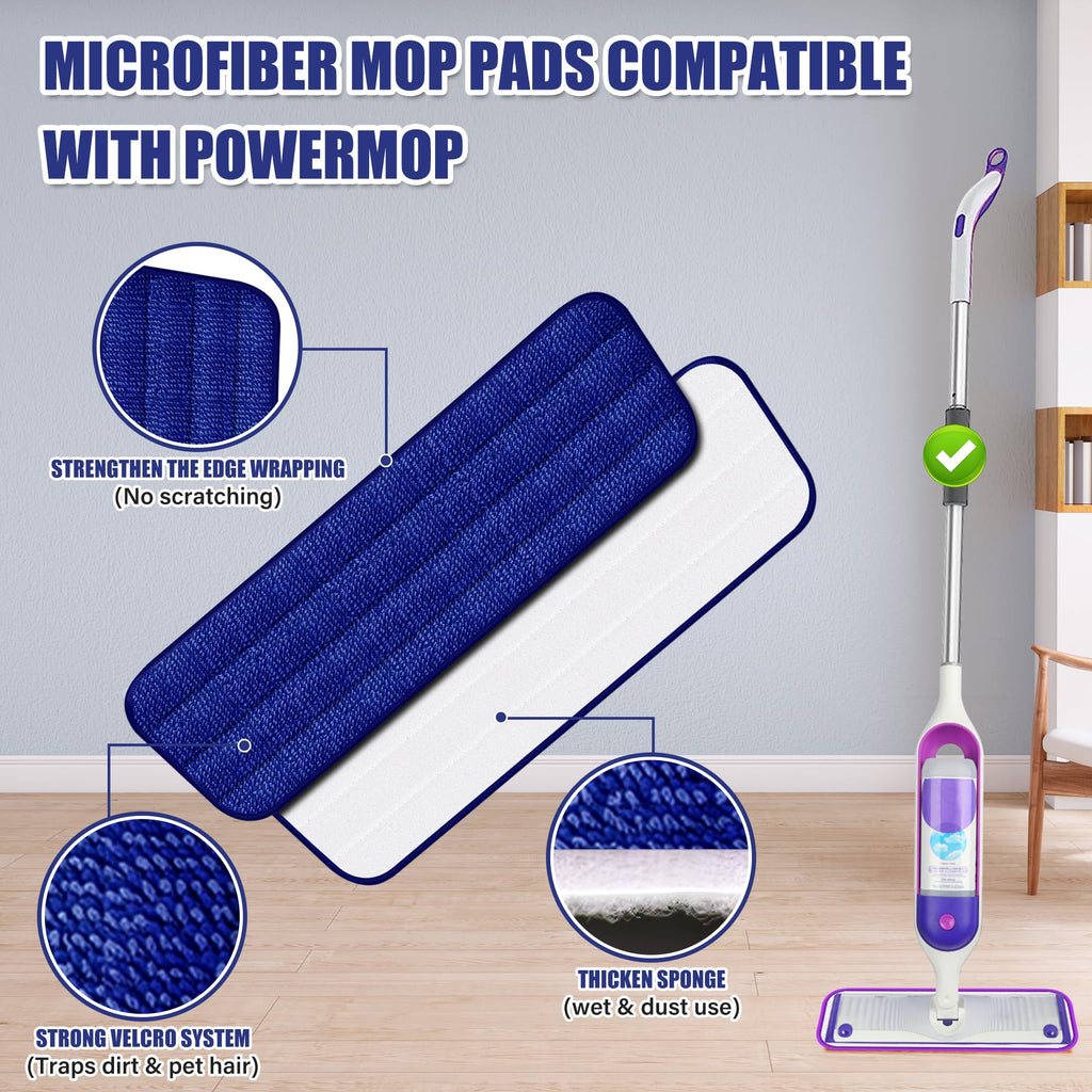 Spray Floor Mops with 3 Reusable Washable Pads for Cleaning Floors - EXEGO Microfibre Floor Mop with Spray Wet Dry Mops Household Flat Mop for Cleaning Laminate Tile Wood Hardwood Ceramic Vinyl