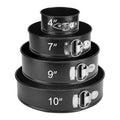isheTao Springform Cake Pan Set of 4 (4” 7” 9” 10”), Black Cheesecake Pan, Round Nonstick Baking Pans Spring Form for Cheesecake, Removable Bottom, Leakproof Bakeware Sets