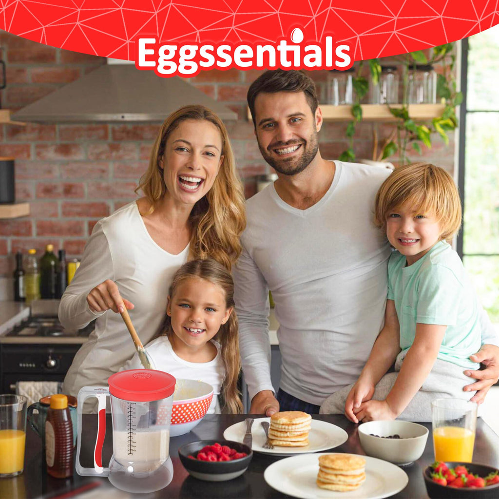 Eggssentials Pancake Batter Dispenser – Mess-Free, Squeeze-Handle Batter Dispenser for Pancakes, Cupcakes, Waffles & More – Durable, Easy-Pour Pancake Dispenser Bottle for Smooth Baking
