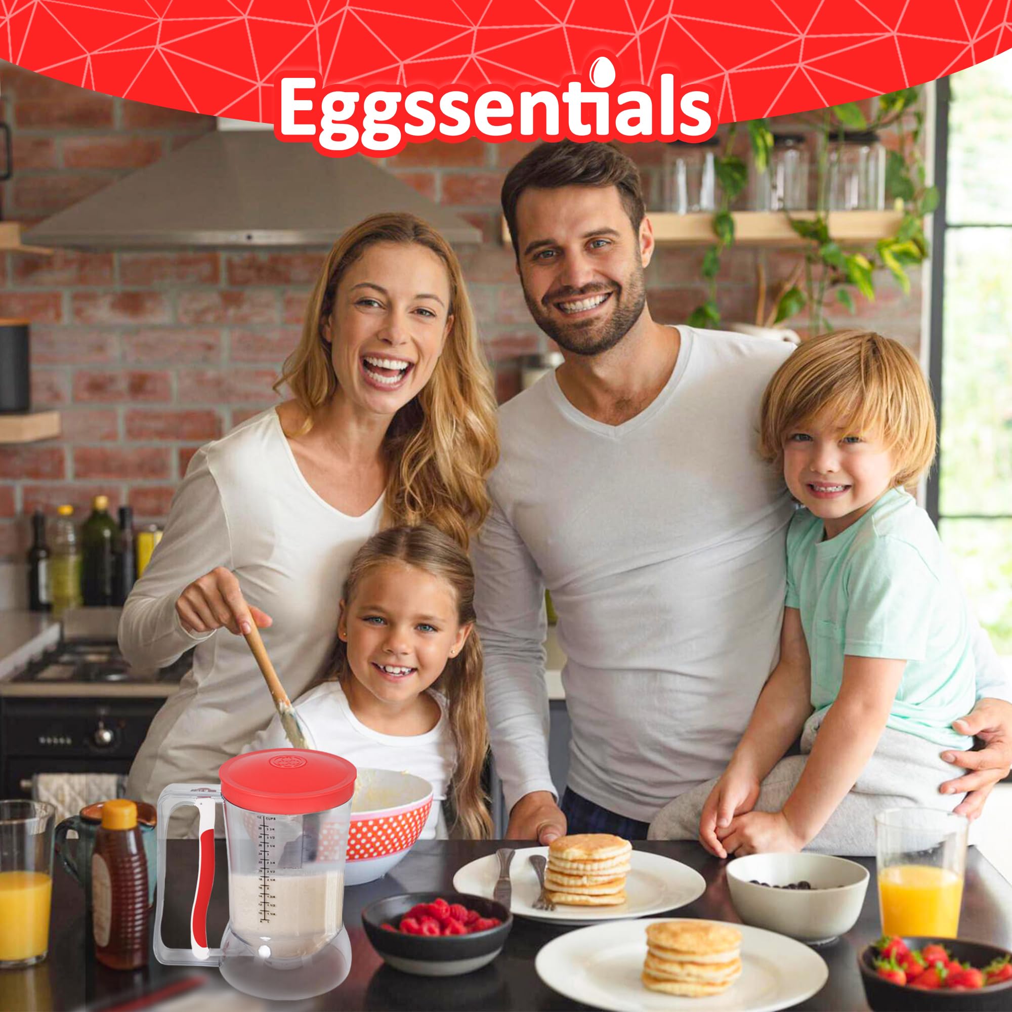 Eggssentials Pancake Batter Dispenser – Mess-Free, Squeeze-Handle Batter Dispenser for Pancakes, Cupcakes, Waffles & More – Durable, Easy-Pour Pancake Dispenser Bottle for Smooth Baking