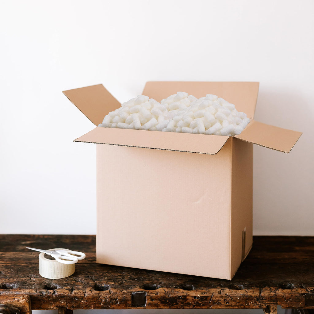 1 Cu Ft White Bio Tube Recycled Anti Static Packing Peanuts Popcorn Tube Shape Loose Fill | Magicwater Supply