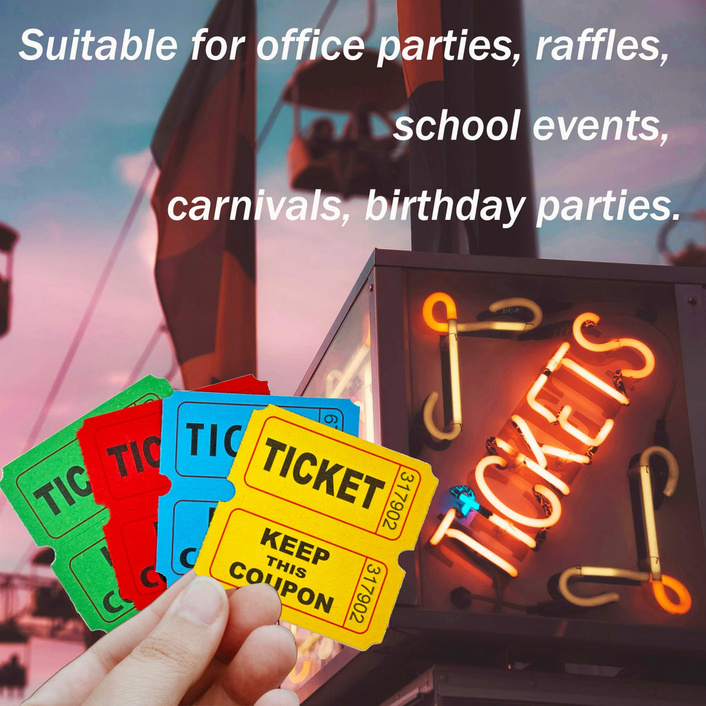 Homrelaxy 4800 Double Raffle Tickets, 1200 Tickets Per Roll, Assorted 50/50 Raffle Tickets Roll, for Events, Entry, Carnivals, and Door Prizes (Blue/Red/Green/Yellow)