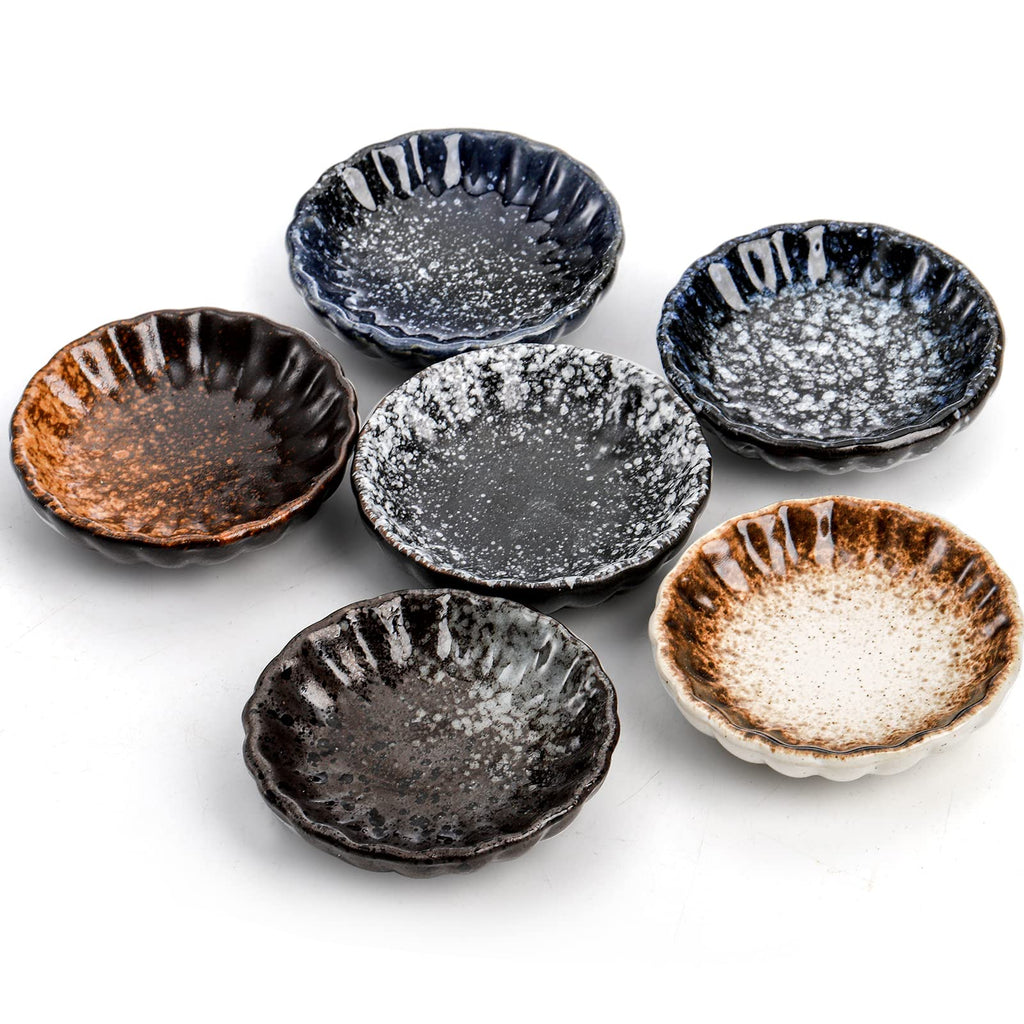 Nicunom 12 Pack Soy Sauce Dishes, 2.8 Inch Ceramic Dipping Bowls Set, Side Dishes Japanese Style Pinch Bowls Seasoning Dishes for Ketchup, BBQ, Sushi, Soy