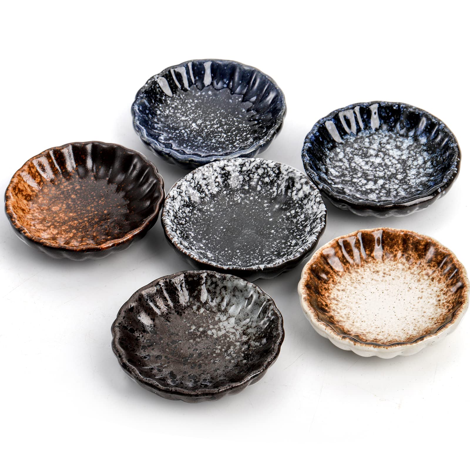 Nicunom 12 Pack Soy Sauce Dishes, 2.8 Inch Ceramic Dipping Bowls Set, Side Dishes Japanese Style Pinch Bowls Seasoning Dishes for Ketchup, BBQ, Sushi, Soy