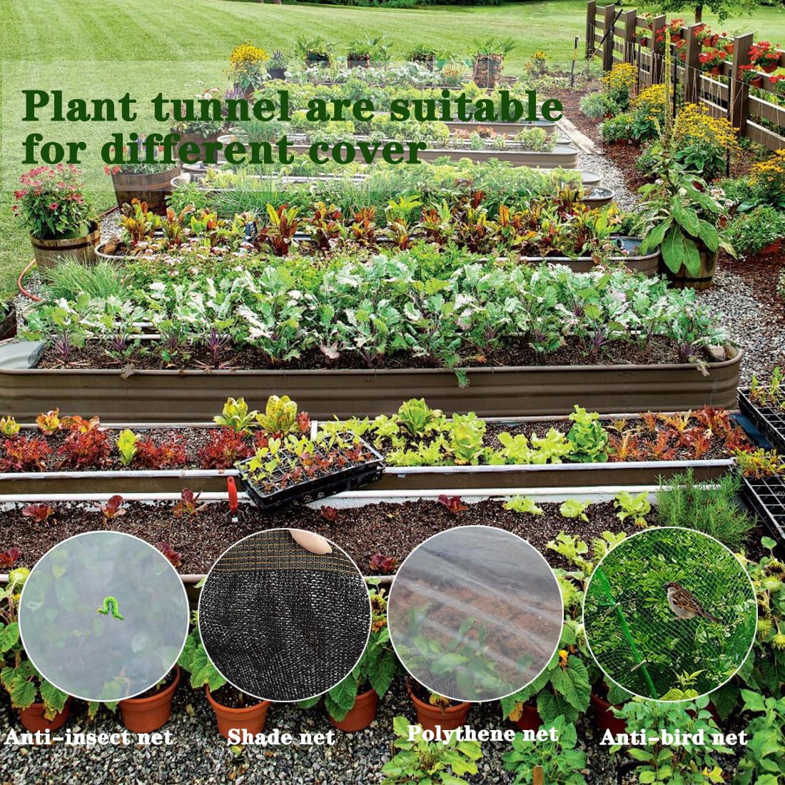 6 Sets Greenhouse Hoops for Raised Beds, DIY Garden Hoops,Rustproof Plastic Coated Metal Grow Tunnel, Garden Tunnel Row Cover Hoops Kit,Grow Tunnel Support Frame for Plant Cover