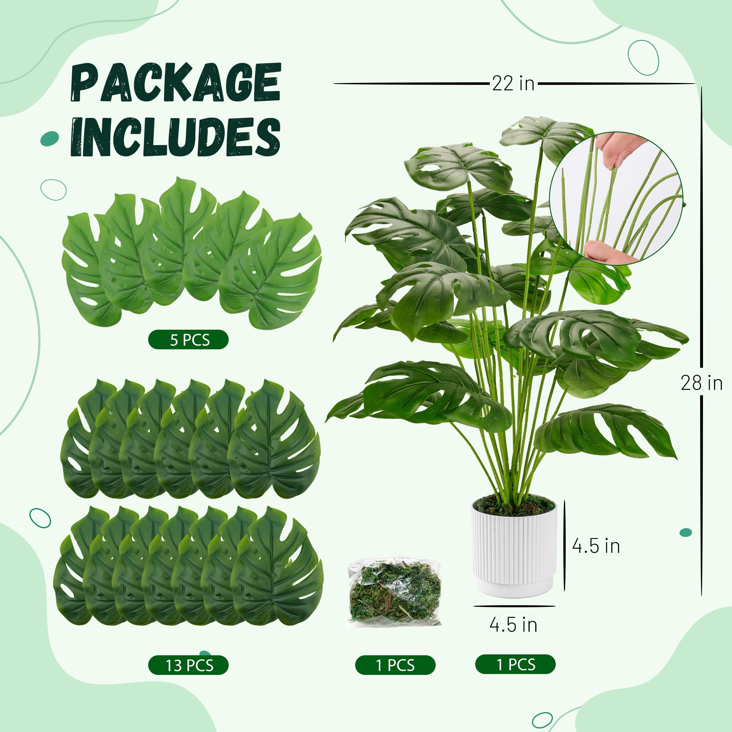 Der Rose 28" Fake Plants Large Artificial Monstera Faux Plants Tall for Outdoor Floor Front Porch Decor Indoor