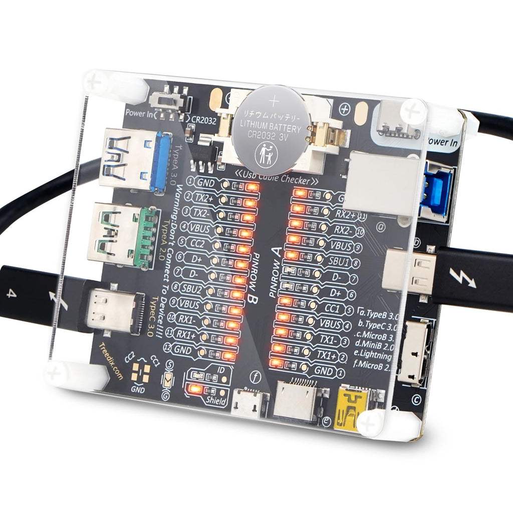 Treedix USB Cable Data Line Test Board USB Cable Checker Data Wire with Acrylic Case Charging Test Card Type-C Micro Type A Type B …