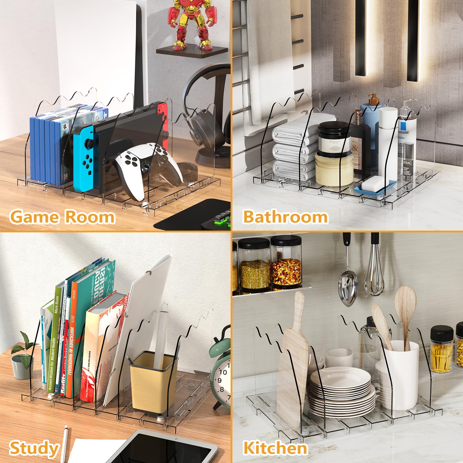 Ronlap Purse Storage Organizer for Closet Adjustable Shelf Bag Purse Storage Dividers Clear Handbag Separators for Closet Organization, Clear