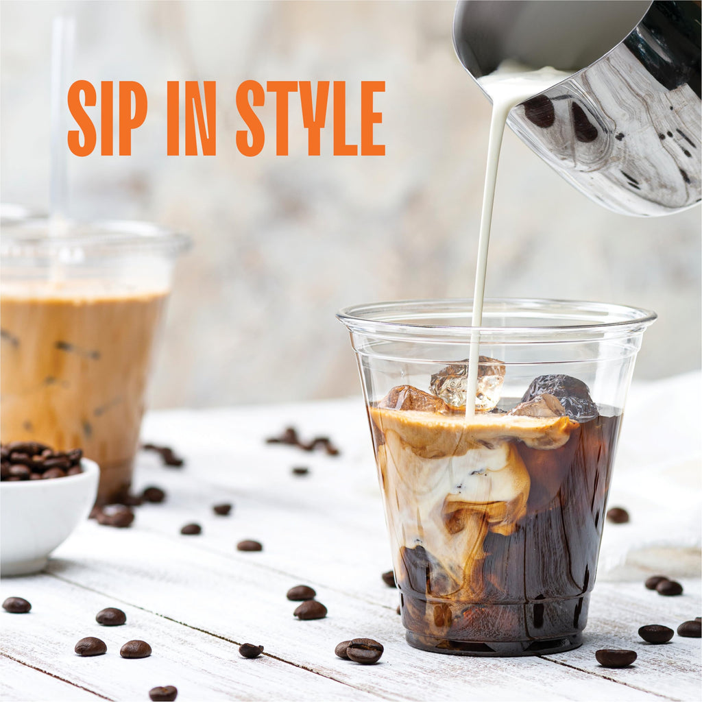 Stack Man [100 Pack - 12 oz.] Clear Disposable Plastic Cups PET Crystal Clear Disposable 12oz Plastic Cups