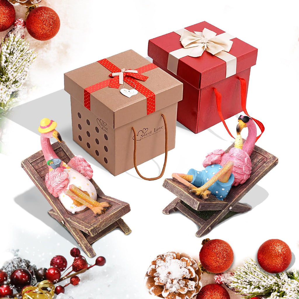 MUAMAX Flamingo Garden Statues Flamingo Figurine Tabletop Flamingo Decor Art Summer Tropical Coastal Ourdoor Decoration Flamingos Gifts for Women Grandma Friends Lawn Housewarming Gifts
