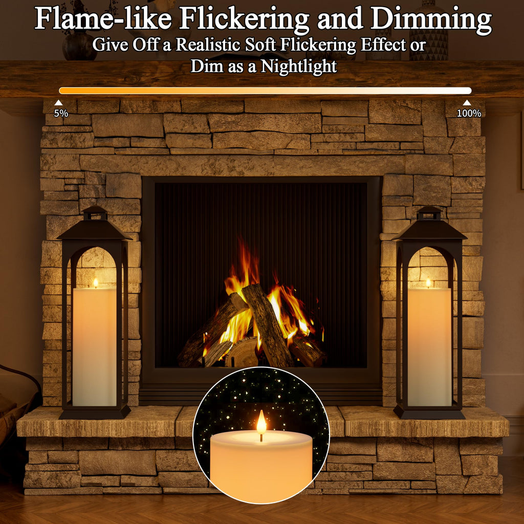 Outdoor Candles with Timer Waterproof 12" x 4" Large Flameless Pillar Candles Battery Operated LED Candles Flickering with Remote Control Timer for Porch Patio Table Lantern Christmas