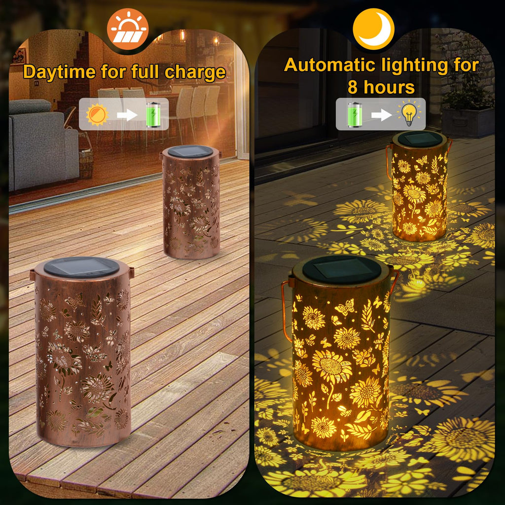 Ninonly Solar Sunflower Lanterns Outdoor, Solar Hanging Lights Waterproof Garden Decor, Solar Powered Light for Yard Patio Pathway Landscape, Gifts for Mom, Grandma, Women, Mother's Day Christmas