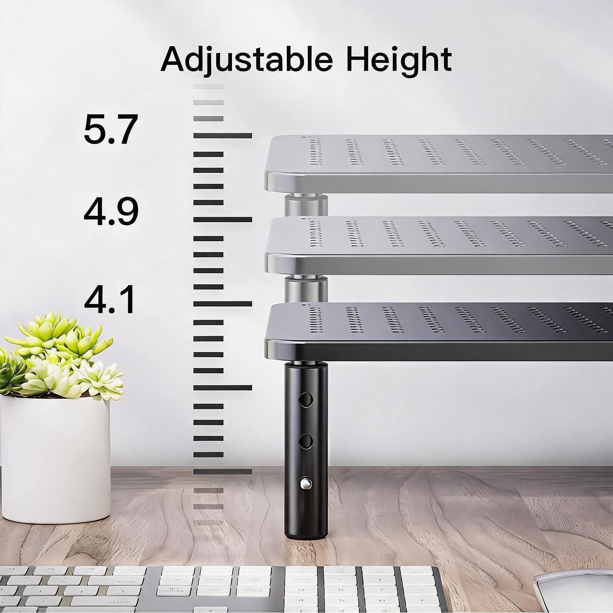 HUANUO Dual Monitor Stands - Monitor Stand with Sturdy, 2 Monitor Stand Height Adjustable, Computer Monitor Stand for 2 Monitors, Laptop Stand for Desk, Monitor Riser for Computer, Monitor, PC