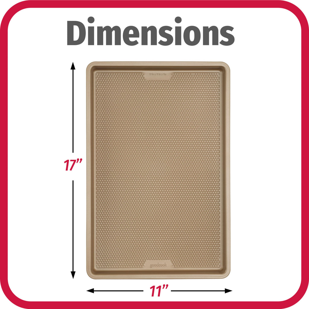 GoodCook BestBake Nonstick Textured Carbon Steel Cookie Sheet, 11" x 17", Large Baking Sheet, Even Heating, Scratch-Resistant, Non-Toxic, Durable, Ideal for Baking and Sheet Pan Dinners