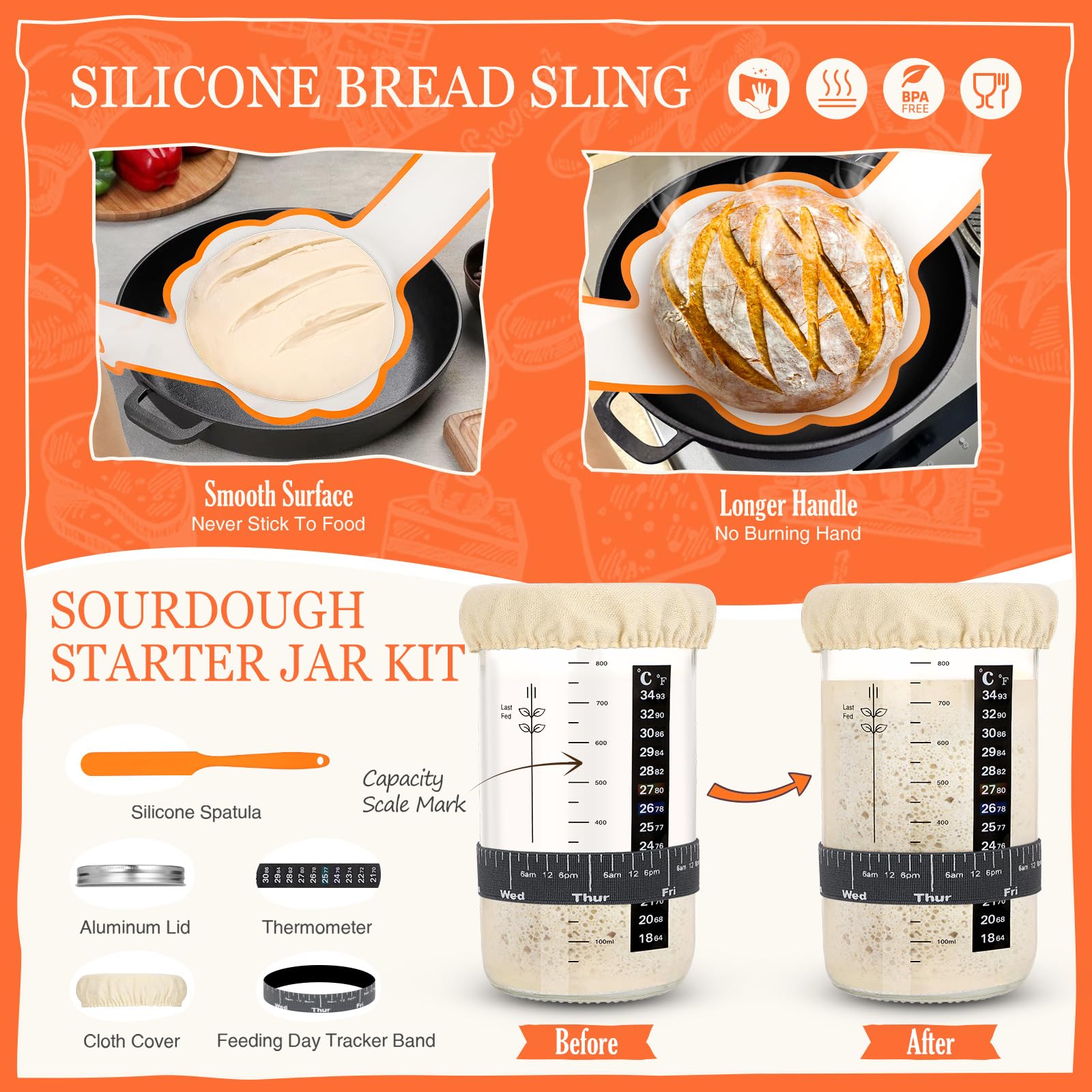 Sourdough Starter Kit, Sourdough Bread Baking Supplies, Sour Dough Starter Kits, Woven Banneton Bread Proofing Basket, Sourdough Kit Sour Dough Bread Making Tools Kit, Gifts for Women Mom Wife