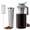 VA1KENE 64oz Cold Brew Coffee Maker with Stainless Steel Filter - Mason Jar Pitcher With Lid and Spout, No Leaks Iced Coffee Maker for Coffee, Ice Tea, Lemonade and Cold Brew