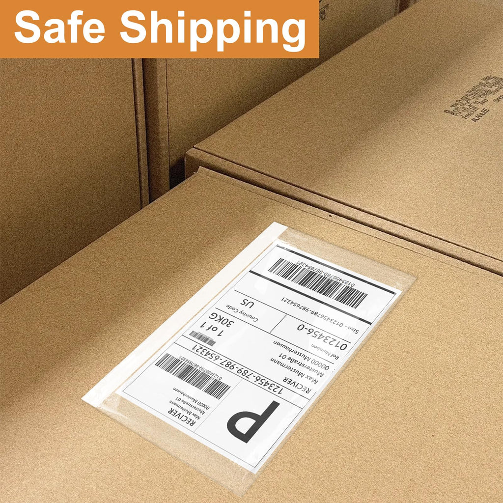 BESTEASY Packing List Pouches, Clear Adhesive Top Loading Packing List/Shipping Label Envelopes - 200 Packs (6 x 9)